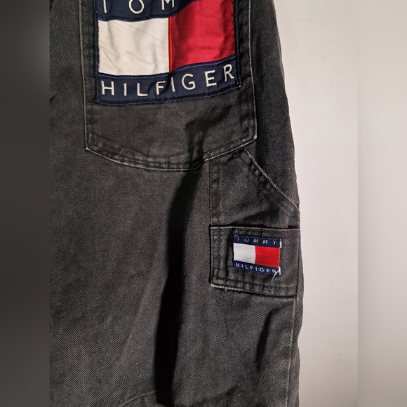 Y2K Vintage Tommy Hilifiger Black Denim Shorts Size 36 - Picture 6 of 10